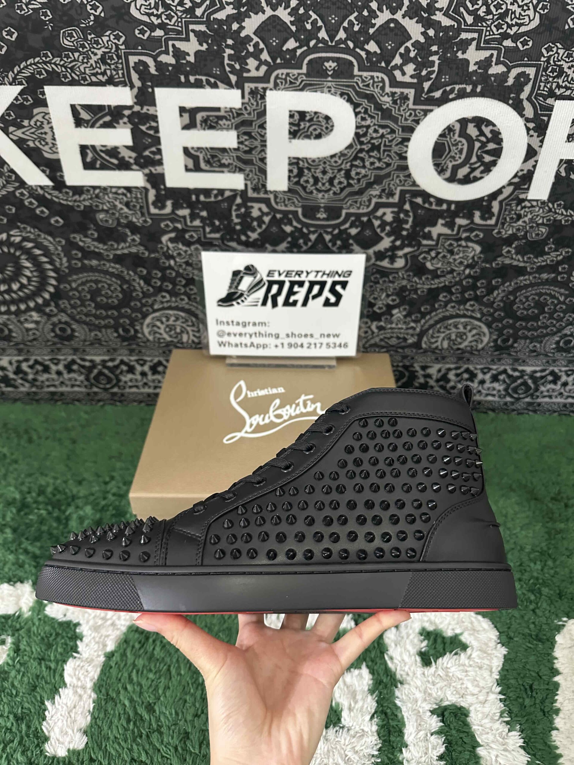 Christian Louboutin Louis Spikes Sneakers Calf leather and spikes Black