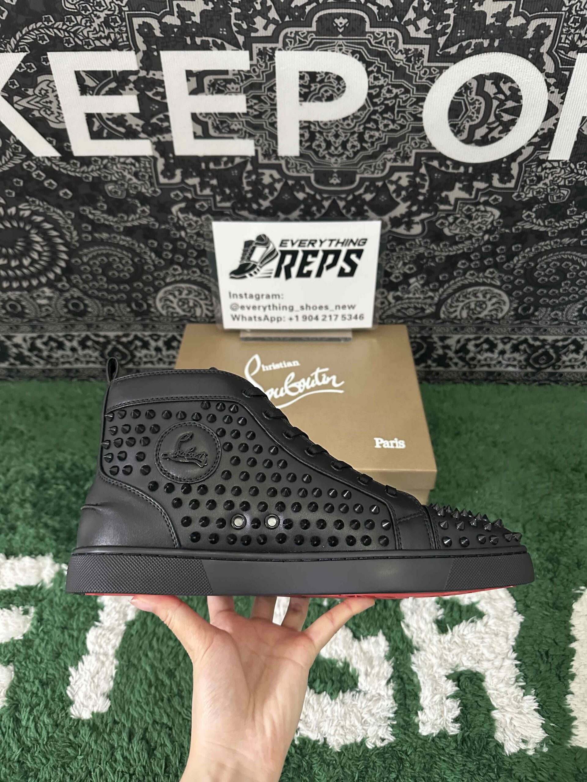 Christian Louboutin Louis Spikes Sneakers Calf leather and spikes Black