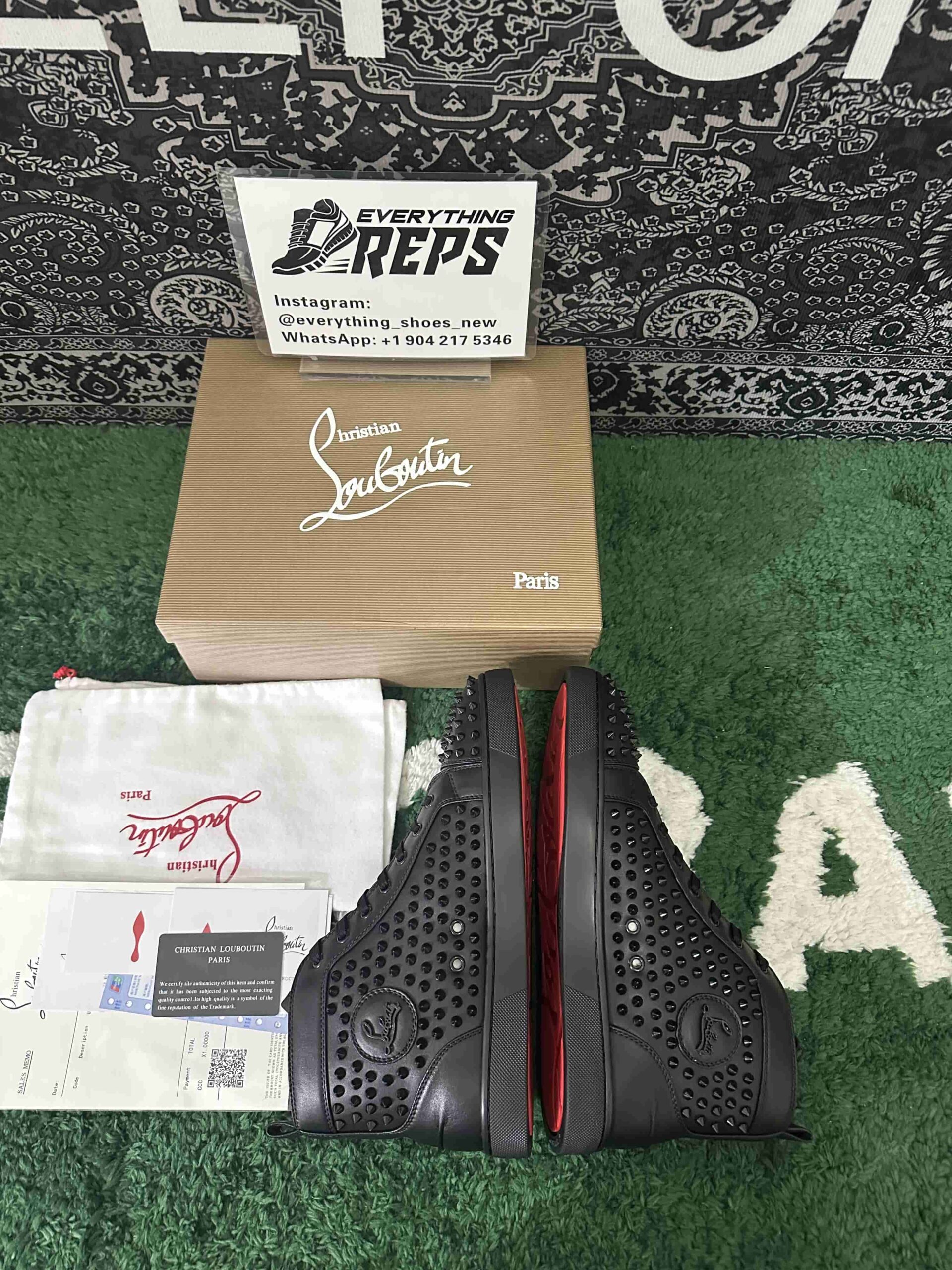 Christian Louboutin Louis Spikes Sneakers Calf leather and spikes Black