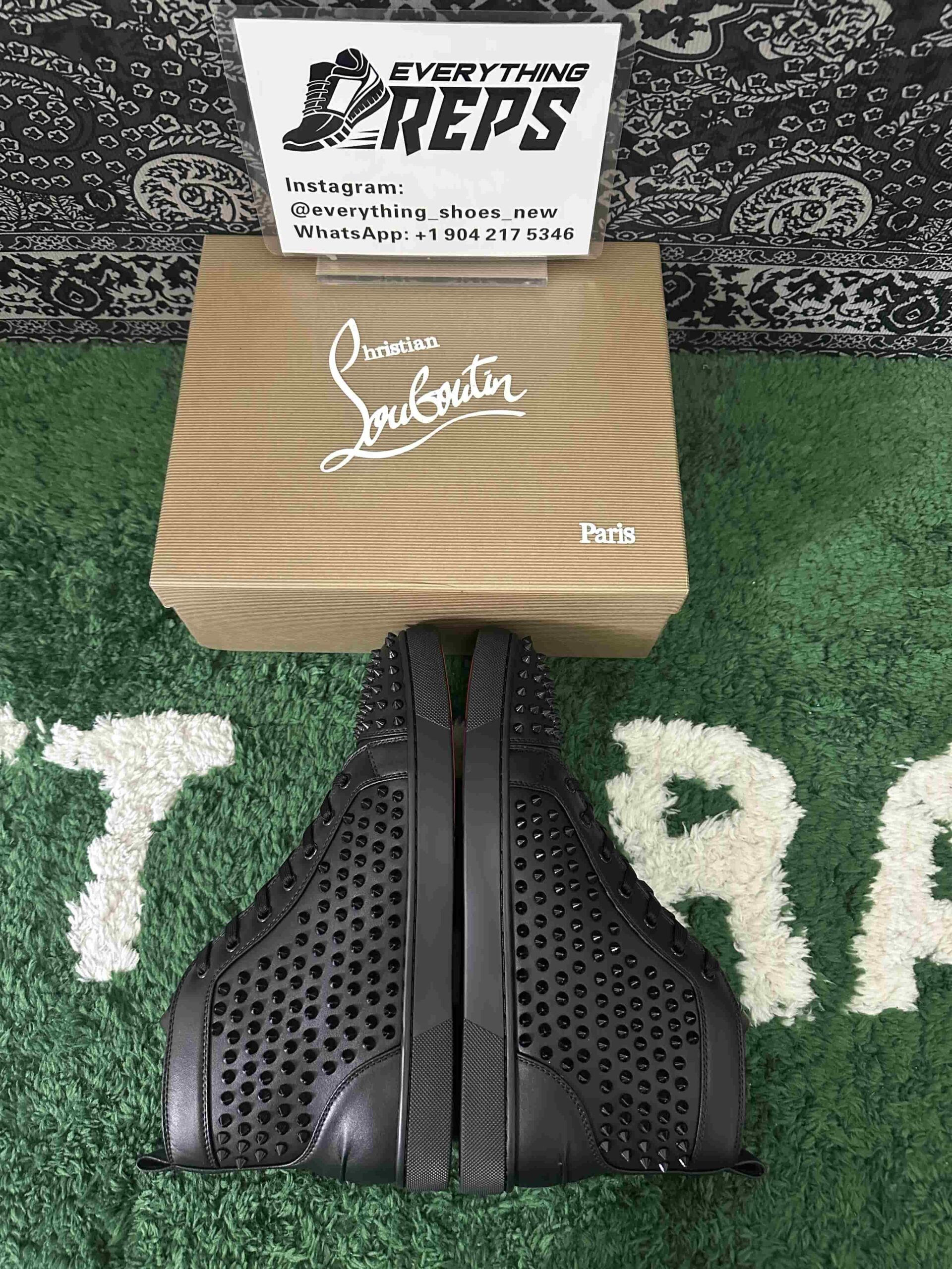 Christian Louboutin Louis Spikes Sneakers Calf leather and spikes Black
